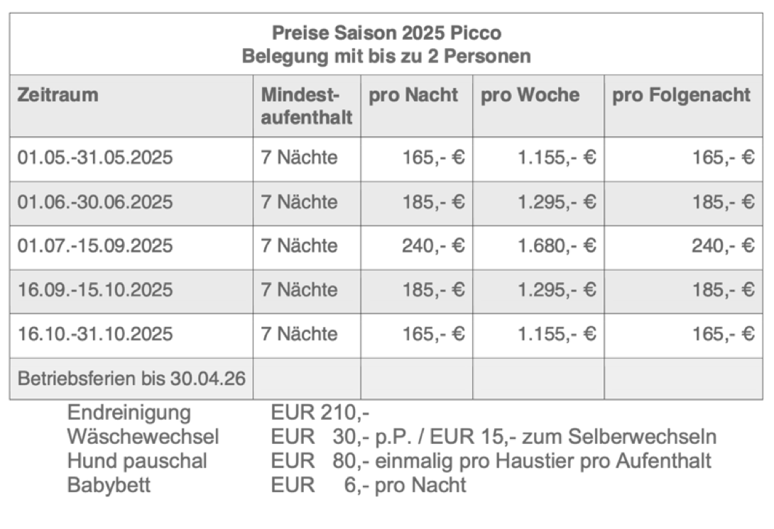 Preise Ciriella Picco Saison 2025 - 2P